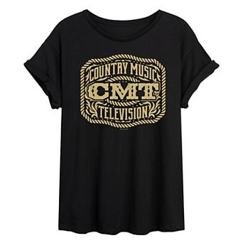 Juniors' CMT Western Belt Buckle Oversized Tee
