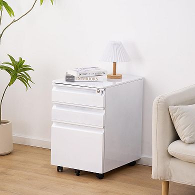 ANIXOL 3-Drawer Rolling File Cabinet with Lock and Wheels