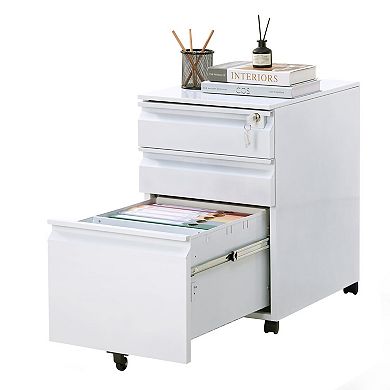 ANIXOL 3-Drawer Rolling File Cabinet with Lock and Wheels