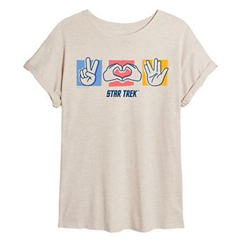 Juniors' Star Trek Peace, Love & Vulcan Salute Oversized Tee