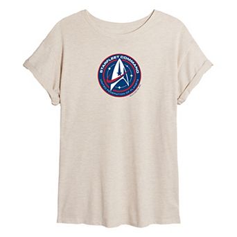 Juniors' Star Trek Starfleet Command Badge Oversized Tee