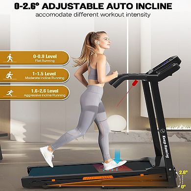 Foldable Treadmill with Incline for Home Workout Running, Handrail Controls Speed, Pulse Monitor,APP