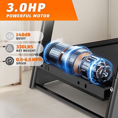 Foldable Treadmill with Incline for Home Workout Running, Handrail Controls Speed, Pulse Monitor,APP