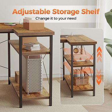 L Shaped Computer Desk with Storage Shelves, 47" Corner Office Desk