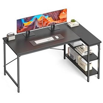 L Shaped Computer Desk with Storage Shelves, 47" Corner Office Desk