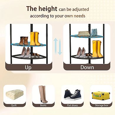 Corner Coat Rack, Hall Tree with Bench and Shoe Storage for Entryway, Hallway