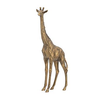 8.3x2.8x15.9" Giraffe Statuette, Modern Animal Statue Decor with Copper Finish, for Home Office