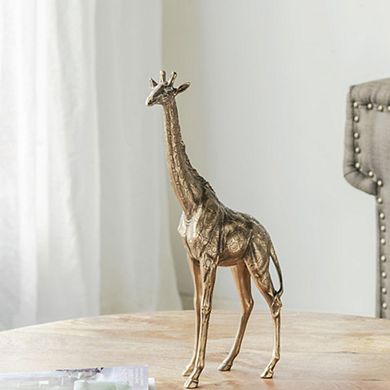 8.3x2.8x15.9" Giraffe Statuette, Modern Animal Statue Decor with Copper Finish, for Home Office