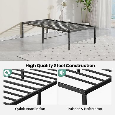 YIORTWO Metal Bed Frame with Steel Slats, Platform Bed with Storage, No Box Spring Needed