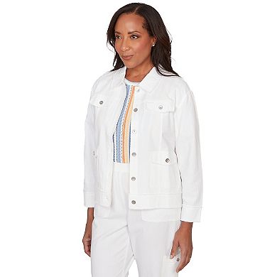Petite Alfred Dunner Patch Pocket Collared Jacket