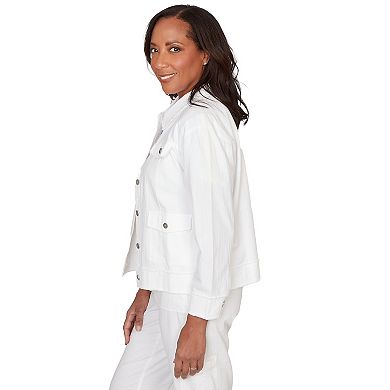 Petite Alfred Dunner Patch Pocket Collared Jacket