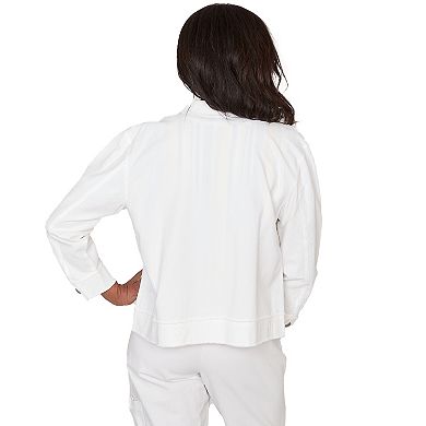Petite Alfred Dunner Patch Pocket Collared Jacket