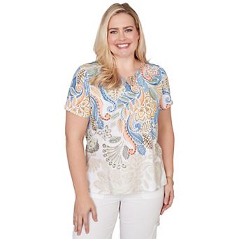 Petite Alfred Dunner Ombre Paisley Short Sleeve Top