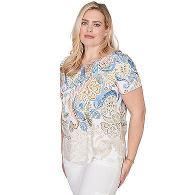 Petite Alfred Dunner Ombre Paisley Short Sleeve Top