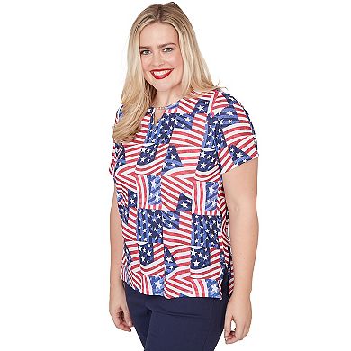 Petite Alfred Dunner American Flag Patchwork Graphic Tee