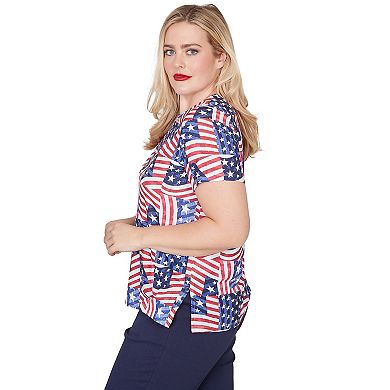 Petite Alfred Dunner American Flag Patchwork Graphic Tee