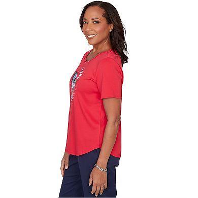 Petite Alfred Dunner Sparkling Americana Butterfly Graphic Tee