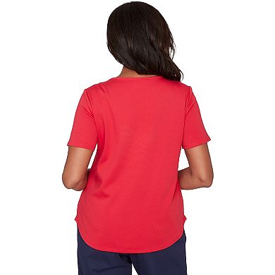 Petite Alfred Dunner Sparkling Americana Butterfly Graphic Tee