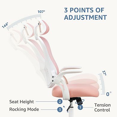 Ergonomic Mesh Office Chair with Headrest, High Back Swivel Task Chair with Flip-Up Armrests