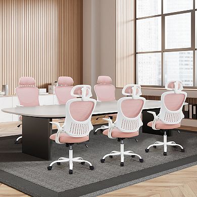 Ergonomic Mesh Office Chair with Headrest, High Back Swivel Task Chair with Flip-Up Armrests
