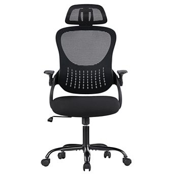 Ergonomic Mesh Office Chair with Headrest, High Back Swivel Task Chair with Flip-Up Armrests