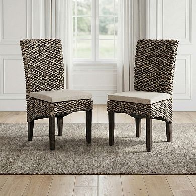 Linon Elodie Seagrass Dining Chair Set of 2