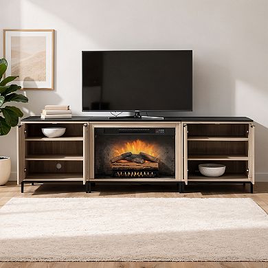 Linon Alver Fireplace & 2 Cabinets