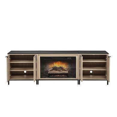 Linon Alver Fireplace & 2 Cabinets