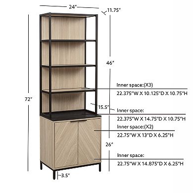 Linon Alver Bookcase with Storage Cabinet