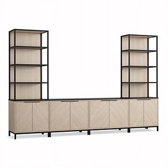 Linon Alver Media Bookcase Set with Storage Cabinets