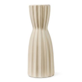 Modern Ceramic Flower Vase Matte Ribbed Cylinder Vase Boho Vases 3.0"L x 3.0"W x 7.9"H