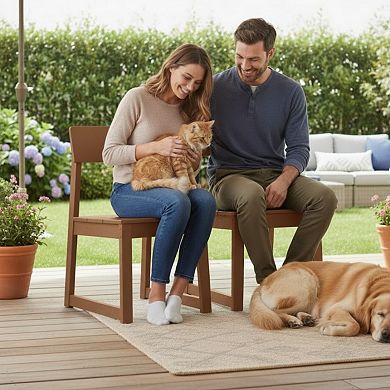 WOW PIONEER Modern Recycled Plastic All-Weather Dining Chairs Set of Two