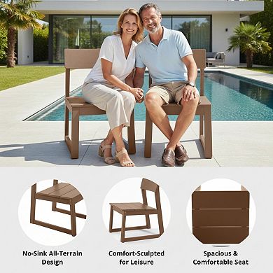 WOW PIONEER Modern Recycled Plastic All-Weather Dining Chairs Set of Two