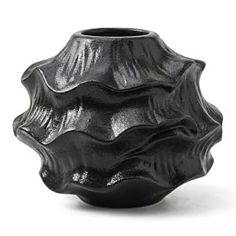 Modern Low Cylinder Ceramic Vase Wide Matte White Decorative Bowl Vase for Coffee Table Centerpiece