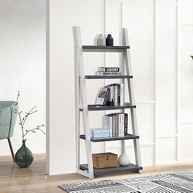 5-Tier Bookshelf, 72" Tall Display Storage Rack, Ladder Shelf for Books, CDs & Home Decor