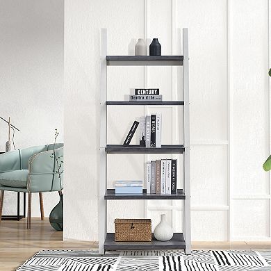 5-Tier Bookshelf, 72" Tall Display Storage Rack, Ladder Shelf for Books, CDs & Home Decor