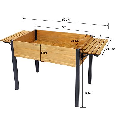 WOW PIONEER Raised Elevated Garden Planter Box with Folding Storage Shelf for Outdoor Growing