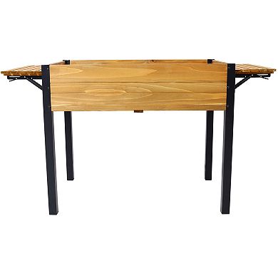 WOW PIONEER Raised Elevated Garden Planter Box with Folding Storage Shelf for Outdoor Growing