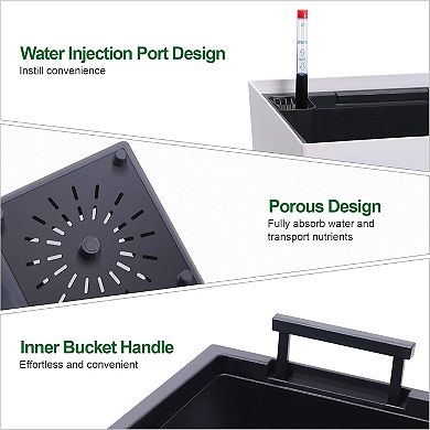 Set of 2 22.4" Self-Watering Planters with Drainage & Water Level Indicator