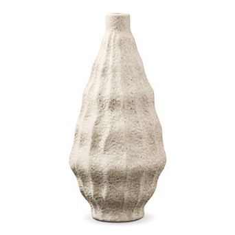 Matte Chubby Bud Vase with Wide Opening Ribbed Textured Decorative Flower Vase for Table Centerpiece