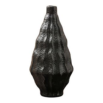 Matte Chubby Bud Vase with Wide Opening Ribbed Textured Decorative Flower Vase for Table Centerpiece