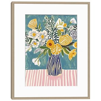 Masterpiece Striped Floral Framed Wall Art