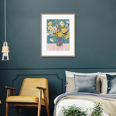 Masterpiece Striped Floral Framed Wall Art