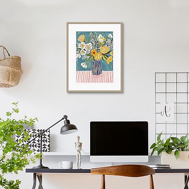 Masterpiece Striped Floral Framed Wall Art