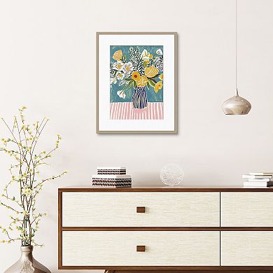 Masterpiece Striped Floral Framed Wall Art