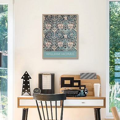 Masterpiece William Morris Honeysuckle Blue Framed Wall Art
