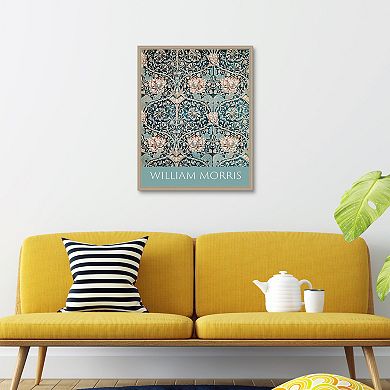 Masterpiece William Morris Honeysuckle Blue Framed Wall Art
