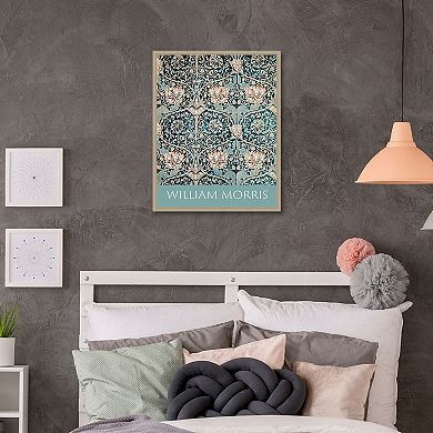 Masterpiece William Morris Honeysuckle Blue Framed Wall Art
