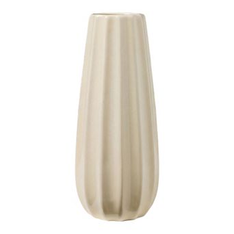 Modern Ceramic Flower Vase Matte Ribbed Cylinder Vase Boho Vases 3.4"L x 3.4"W x 8.1"H