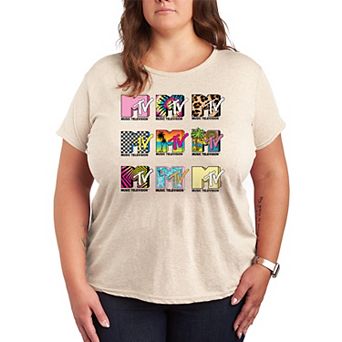 Plus Size MTV Logo Grid Graphic Tee